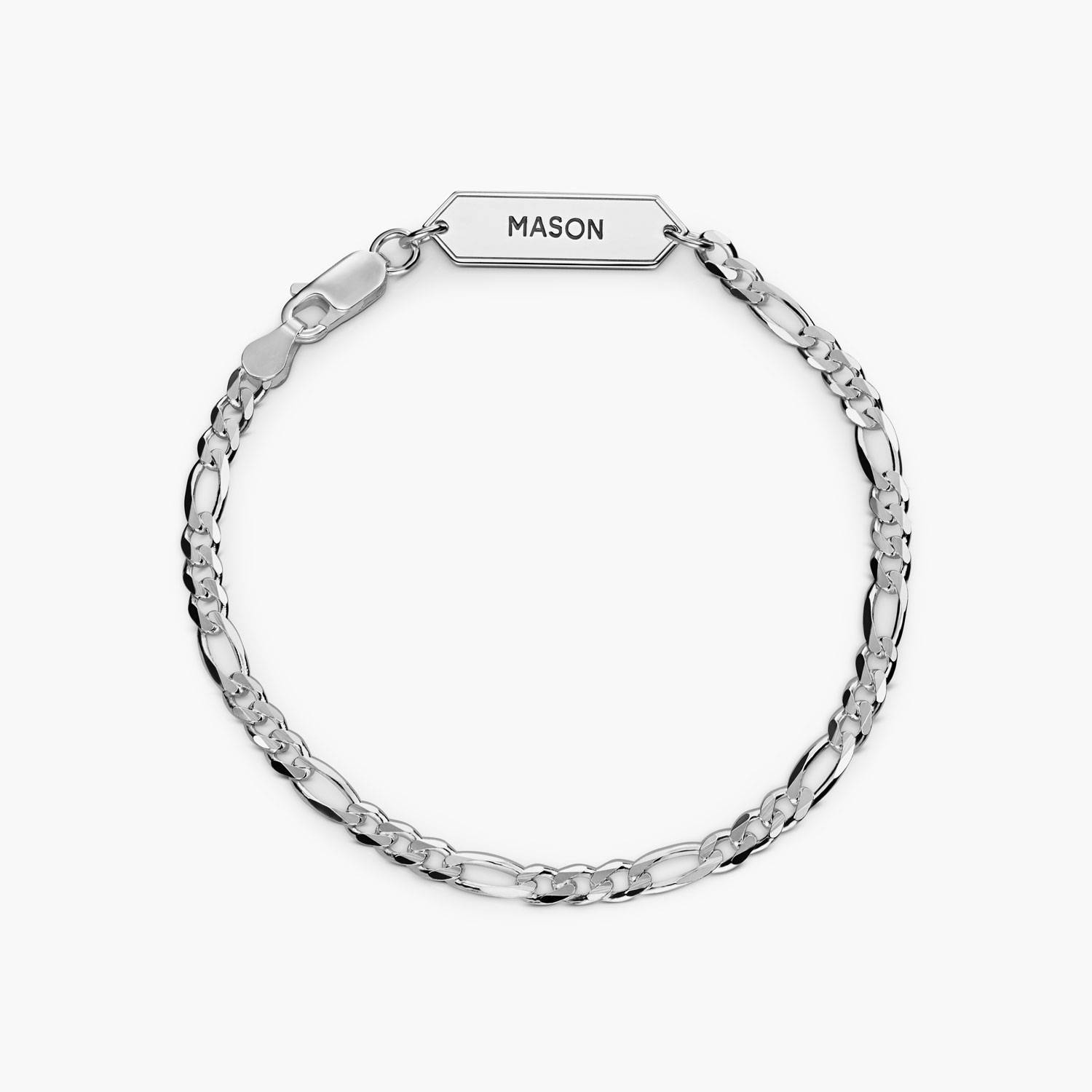 Engraved Figaro Bracelet 5mm in Stainless Steel-1 Engraved Figaro Bracelet 5mm in Stainless Steel-1 product photo