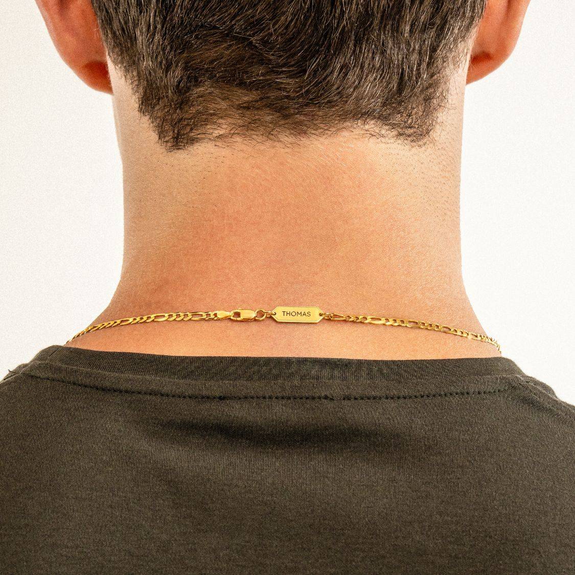 Engraved Figaro Necklace 3mm in Gold Plating-4 Engraved Figaro Necklace 3mm in Gold Plating-4 product photo