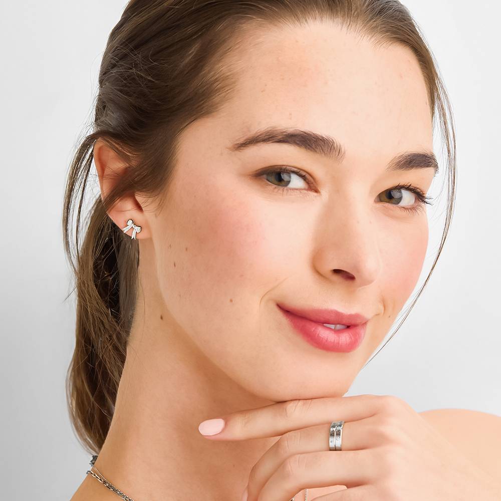 Forever Bows Stud Earrings in Sterling Silver-4 product photo