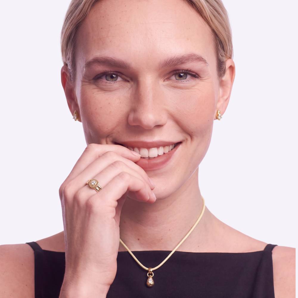 Forever Ring in Gold Plating with 0.30CT Cushion Diamond