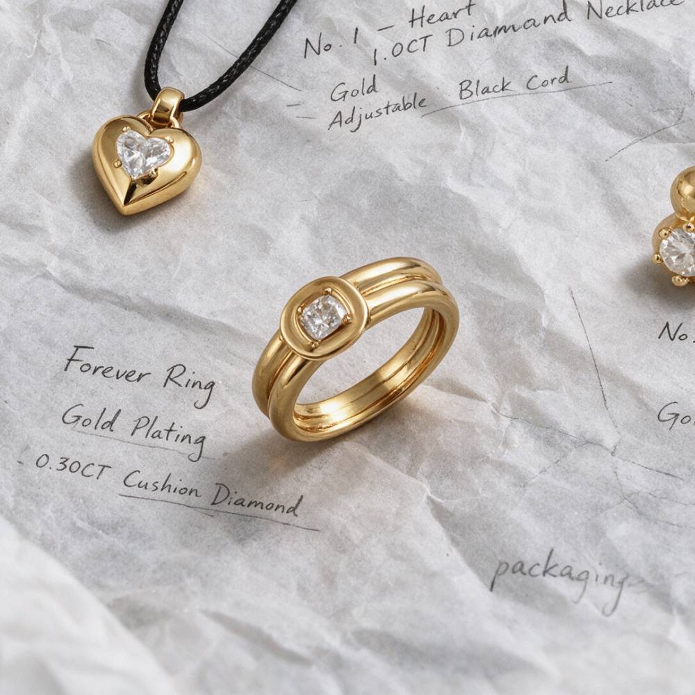 Forever Ring in Gold Plating with 0.30CT Cushion Diamond-2 product photo