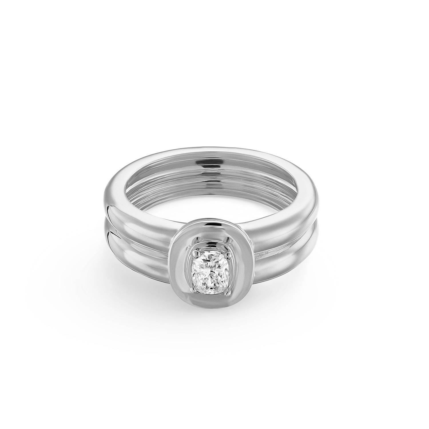 Forever Ring in Silver Plating with 0.30CT Cushion Diamond-3 product photo
