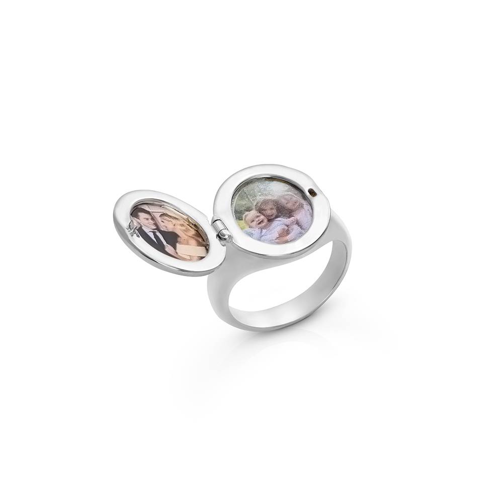 Forever Yours Initial Photo Pinky Ring in Silver Finish-1 Forever Yours Initial Photo Pinky Ring in Silver Finish-1 product photo