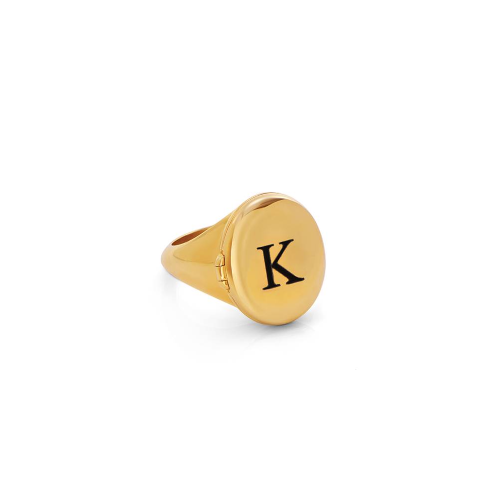 Forever Yours Initial Photo Pinky Ring in Gold Finish-5 product photo