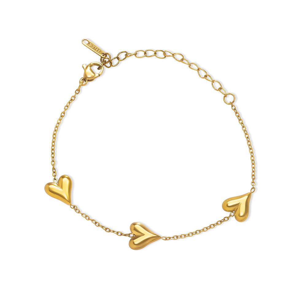 Golden Hearts Cable Chain Bracelet  in Gold Plating-1 product photo