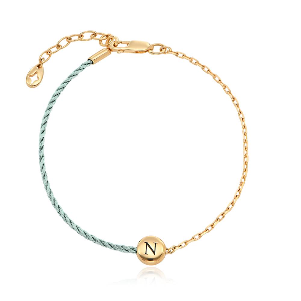 Half and Half Green Initial Bracelet with Diamond in 18ct Gold Plating - Version-1 product photo