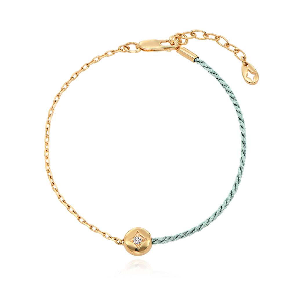 Half and Half Green Initial Bracelet with Diamond in 18ct Gold Plating - Version-2 product photo