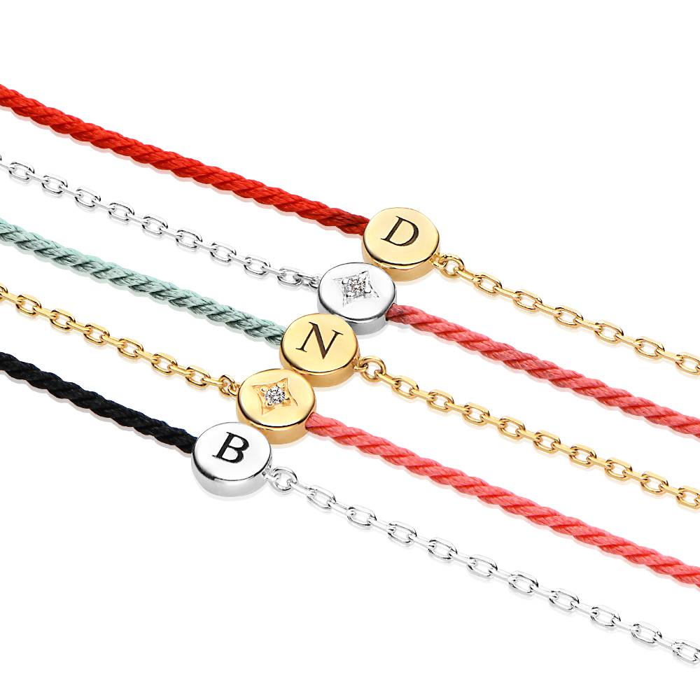 Half and Half Green Initial Bracelet with Diamond in 18ct Gold Plating - Version-4 product photo