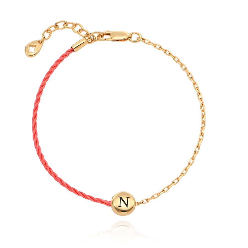 Half and Half Pink Initial Bracelet with Diamond in 18ct Gold Plating - Version-7 Half and Half Pink Initial Bracelet with Diamond in 18ct Gold Plating - Version-7 product photo