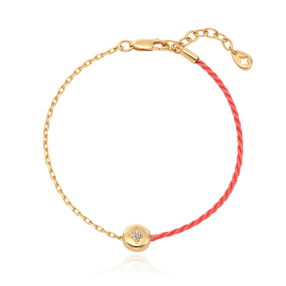 Half and Half Pink Initial Bracelet with Diamond in 18ct Gold Plating - Version-2 Half and Half Pink Initial Bracelet with Diamond in 18ct Gold Plating - Version-2 product photo