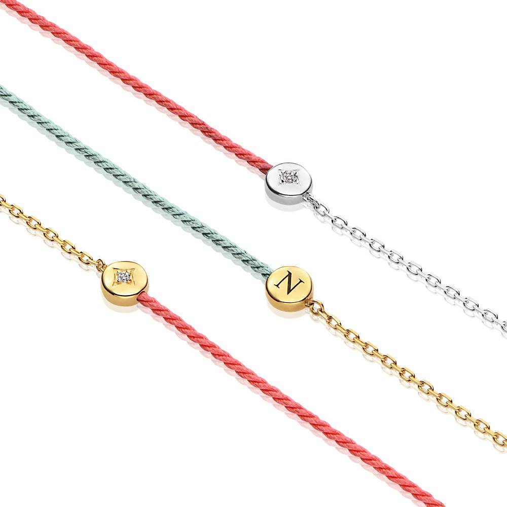 Half and Half Pink Initial Bracelet with Diamond in 18ct Gold Plating - Version-1 Half and Half Pink Initial Bracelet with Diamond in 18ct Gold Plating - Version-1 product photo