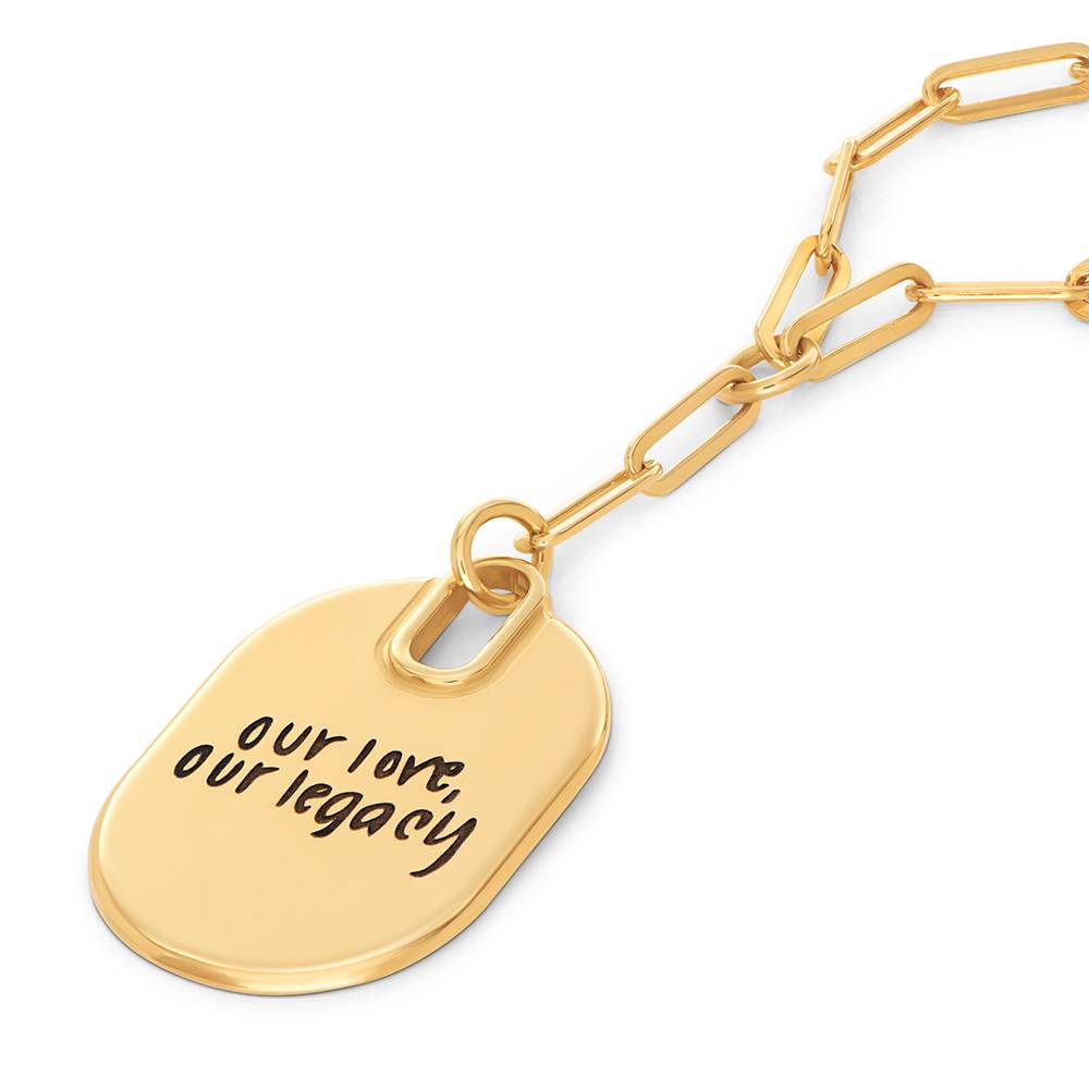 Handwriting Engraved Oval Pendant Paperclip Necklace in Gold Plated-2 product photo