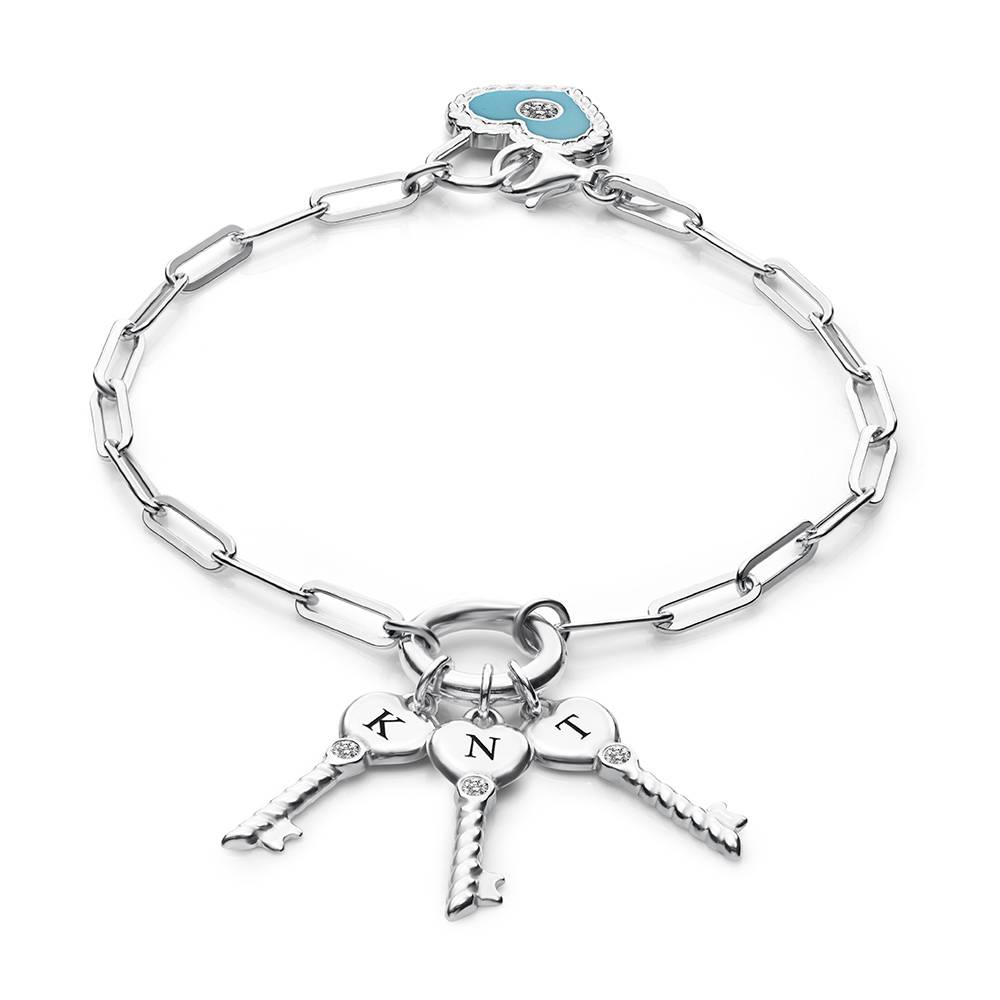 Heart Lock & Key Initial Bracelet in Silver-5 Heart Lock & Key Initial Bracelet in Silver-5 product photo