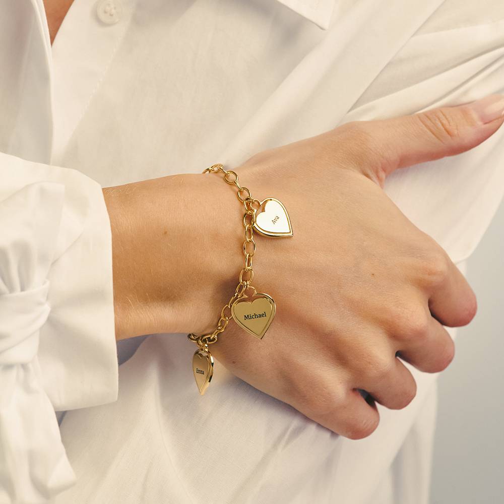Heart-to-Heart Engravable Bracelet in Gold Plating-4 product photo