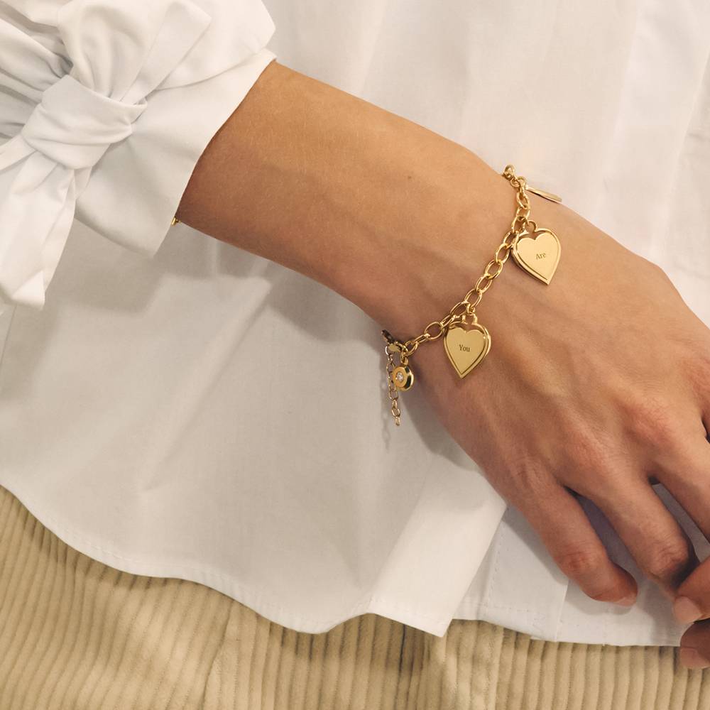 Heart-to-Heart Engravable Bracelet in Gold Plating with Diamond-2 product photo