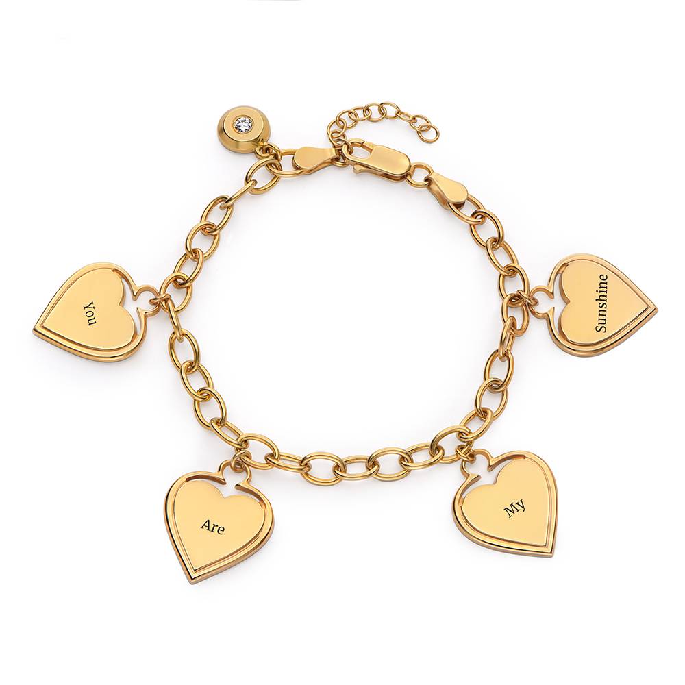 Heart-to-Heart Engravable Bracelet in Gold Plating with Diamond-4 product photo