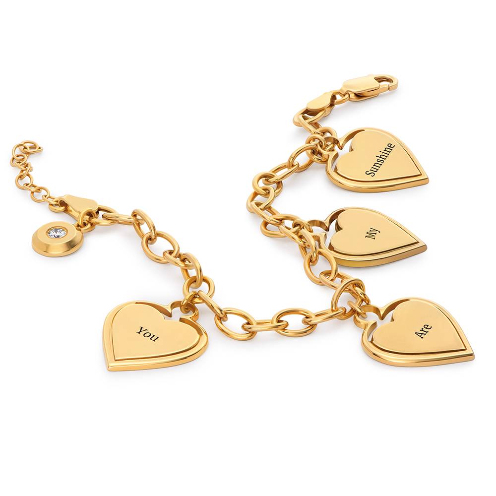 Heart-to-Heart Engravable Bracelet in Gold Vermeil with Diamond-3 product photo