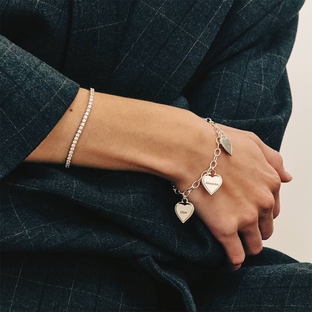 Heart-to-Heart Engravable Bracelet in Sterling Silver-4 product photo