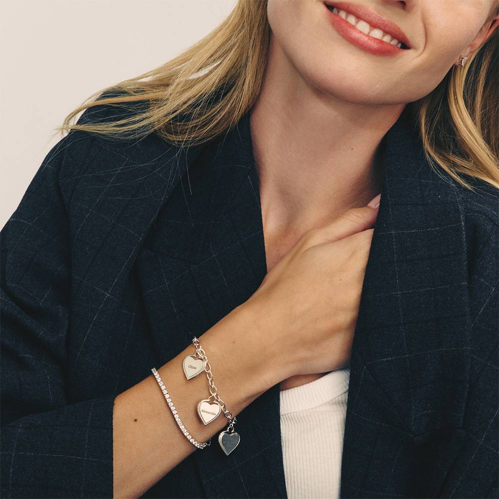 Heart-to-Heart Engravable Bracelet in Sterling Silver-3 product photo