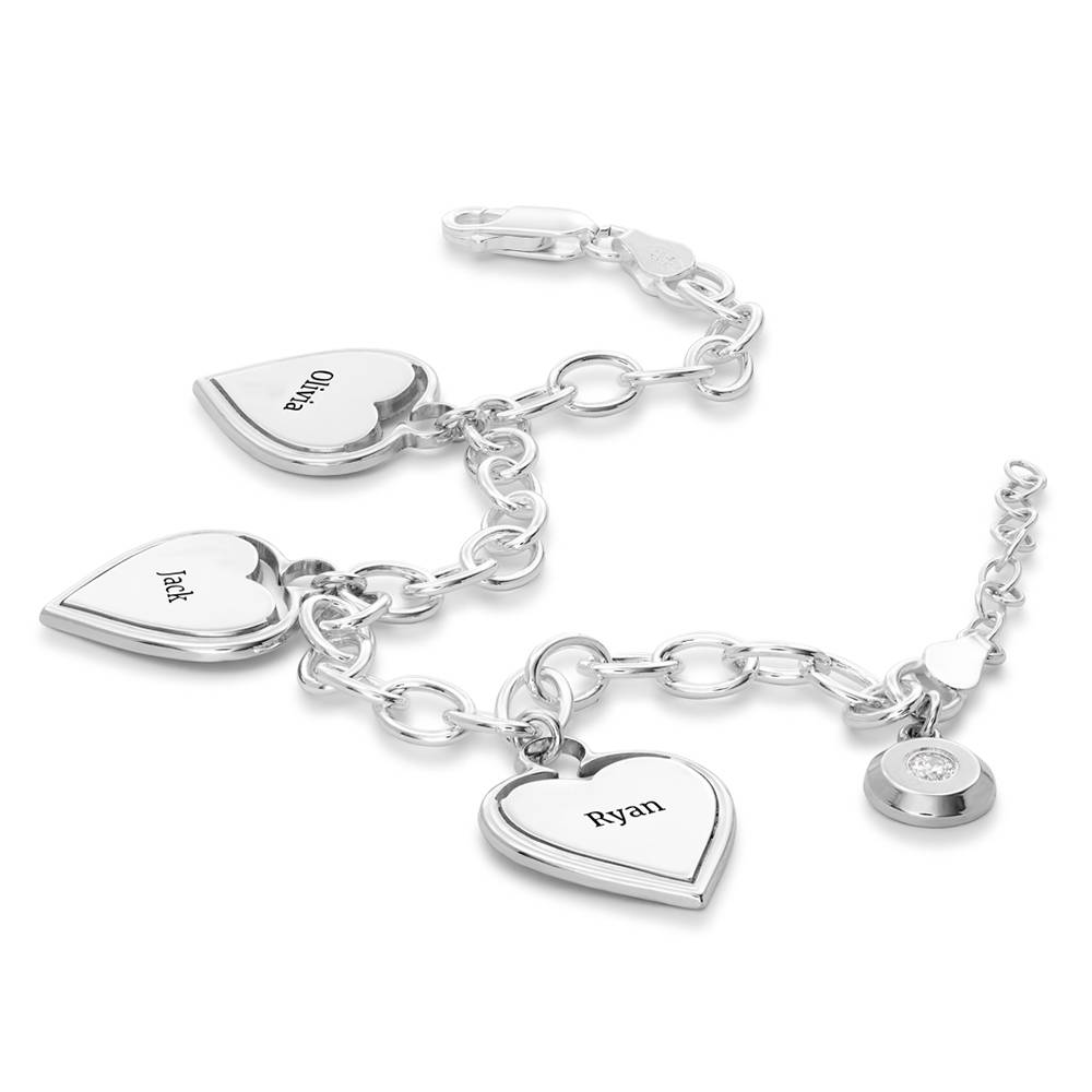 Heart-to-Heart Engravable Bracelet in Sterling Silver with Diamond-3 product photo