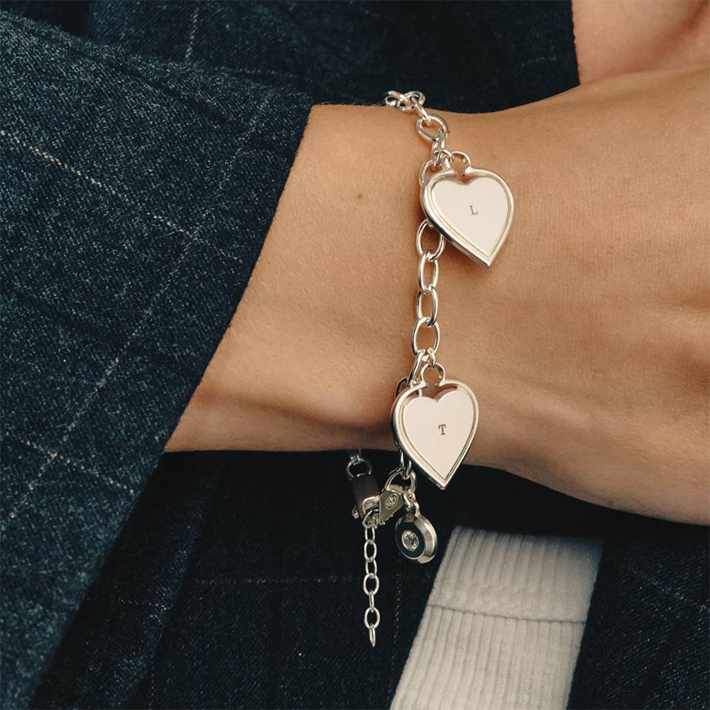 Heart-to-Heart Engravable Bracelet in Sterling Silver with Diamond-4 product photo