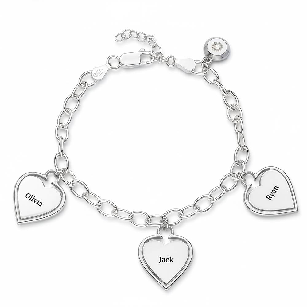 Heart-to-Heart Engravable Bracelet in Sterling Silver with Diamond-1 product photo