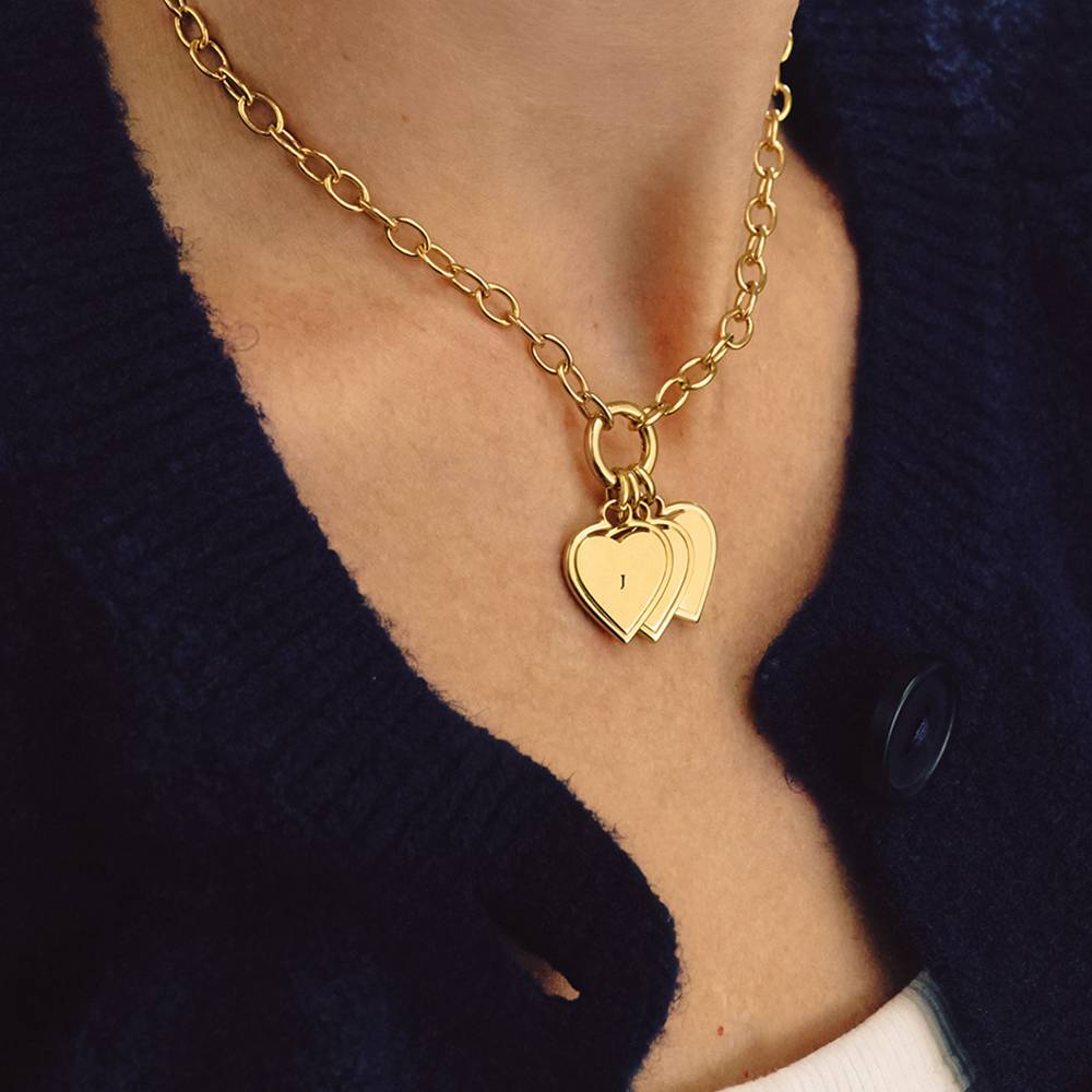 Heart-to-Heart Engravable Necklace in Gold Vermeil-3 product photo
