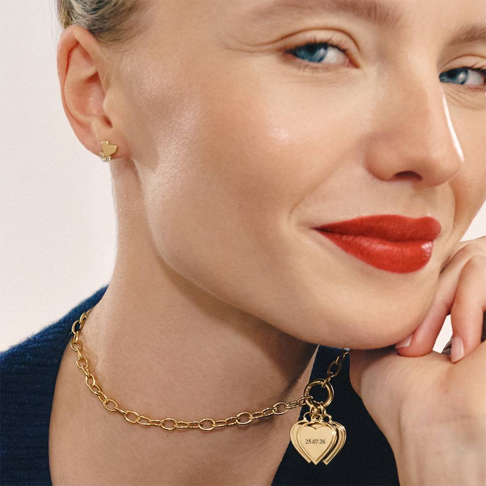 Heart-to-Heart Engravable Necklace in Gold Vermeil-3 product photo