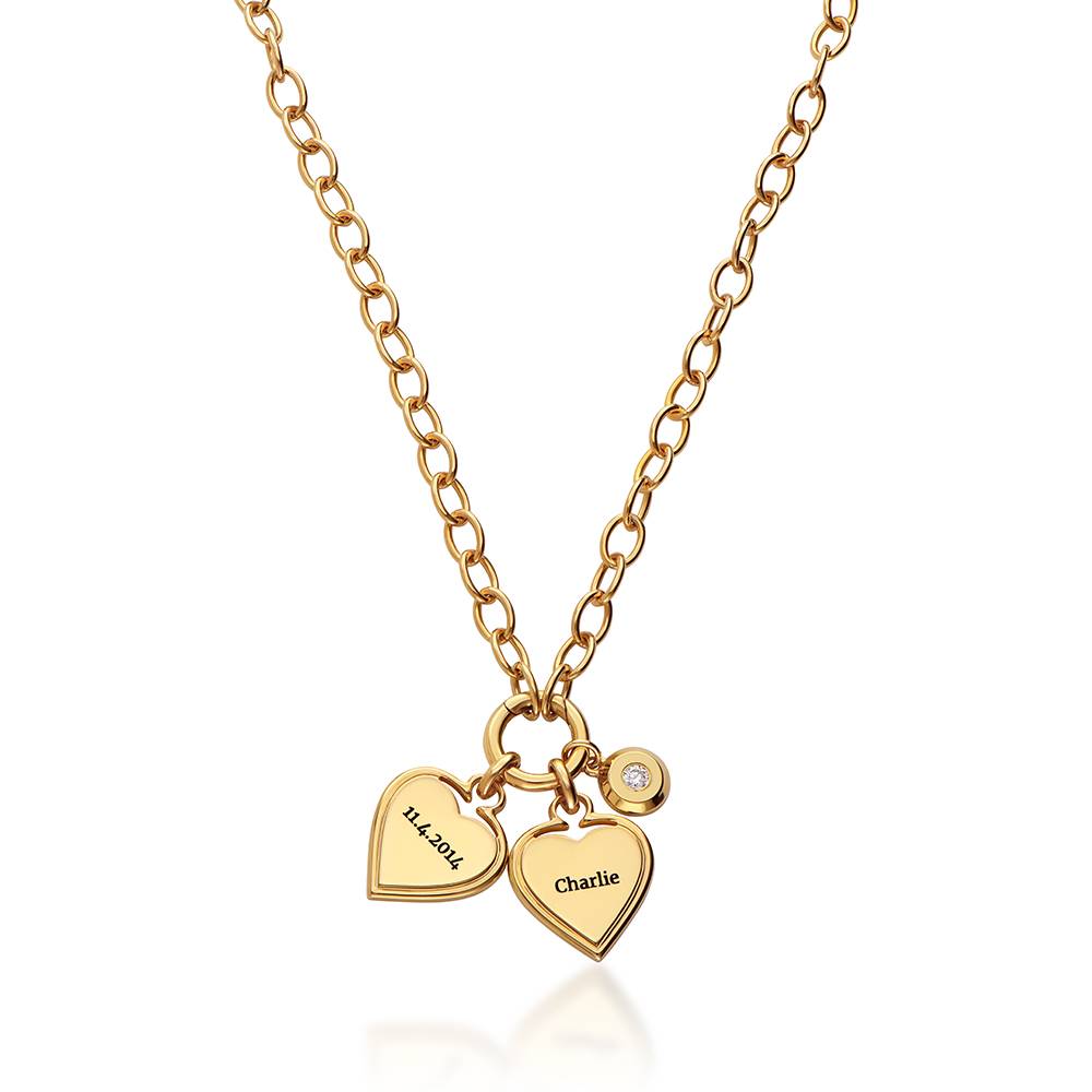 Heart-to-Heart Engravable Necklace in Gold Vermeil with Diamond-3 product photo