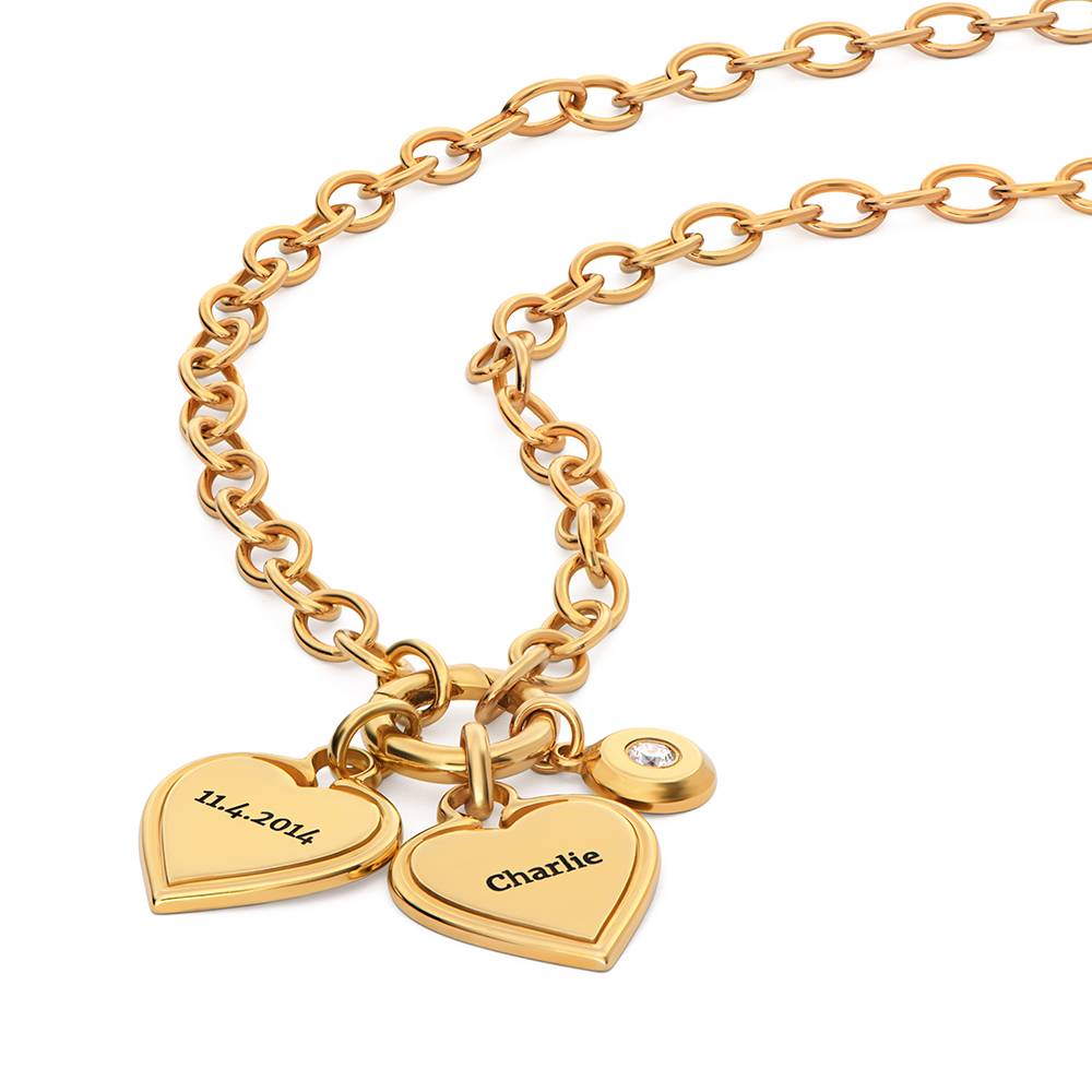 Heart-to-Heart Engravable Necklace in Gold Vermeil with Diamond-2 product photo