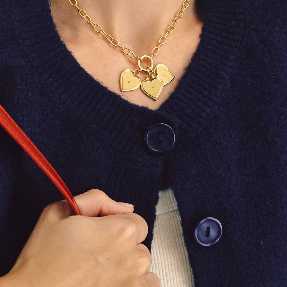 Heart-to-Heart Engravable Necklace in Gold Plating-3 product photo