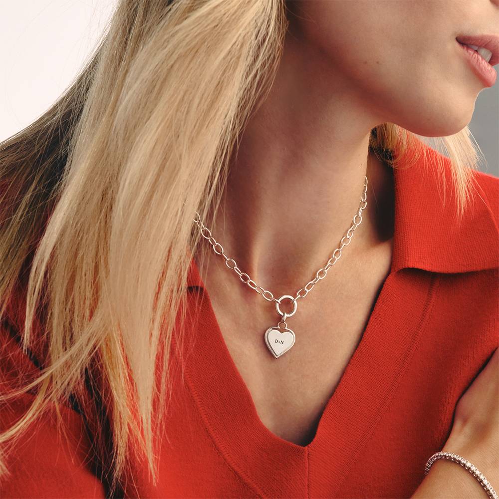 Heart-to-Heart Engravable Necklace in Sterling Silver-1 Heart-to-Heart Engravable Necklace in Sterling Silver-1 product photo