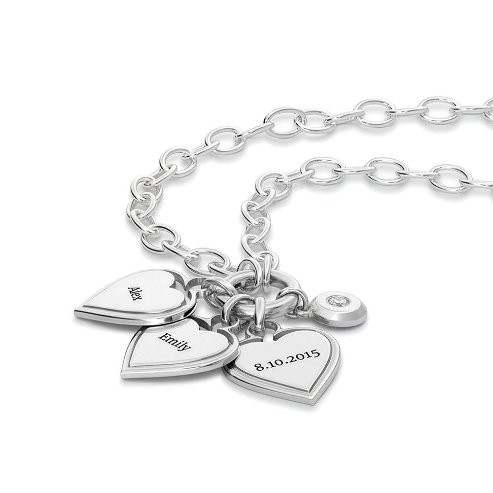 Heart-to-Heart Engravable Necklace in Sterling Silver with Diamond-4 product photo