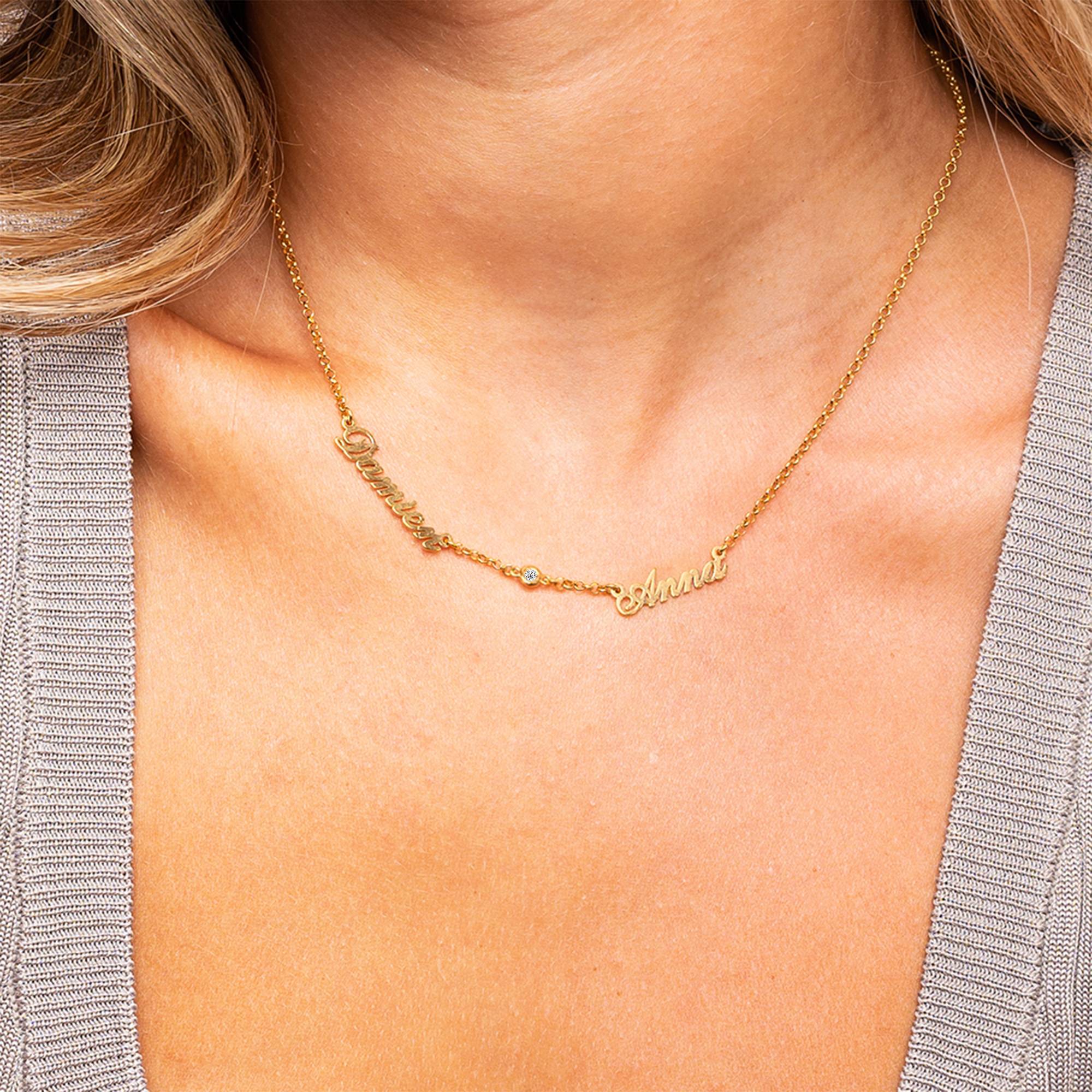 Heritage Multiple Name Necklace with 0.10ct Diamonds in 18ct Gold Vermeil-5 product photo