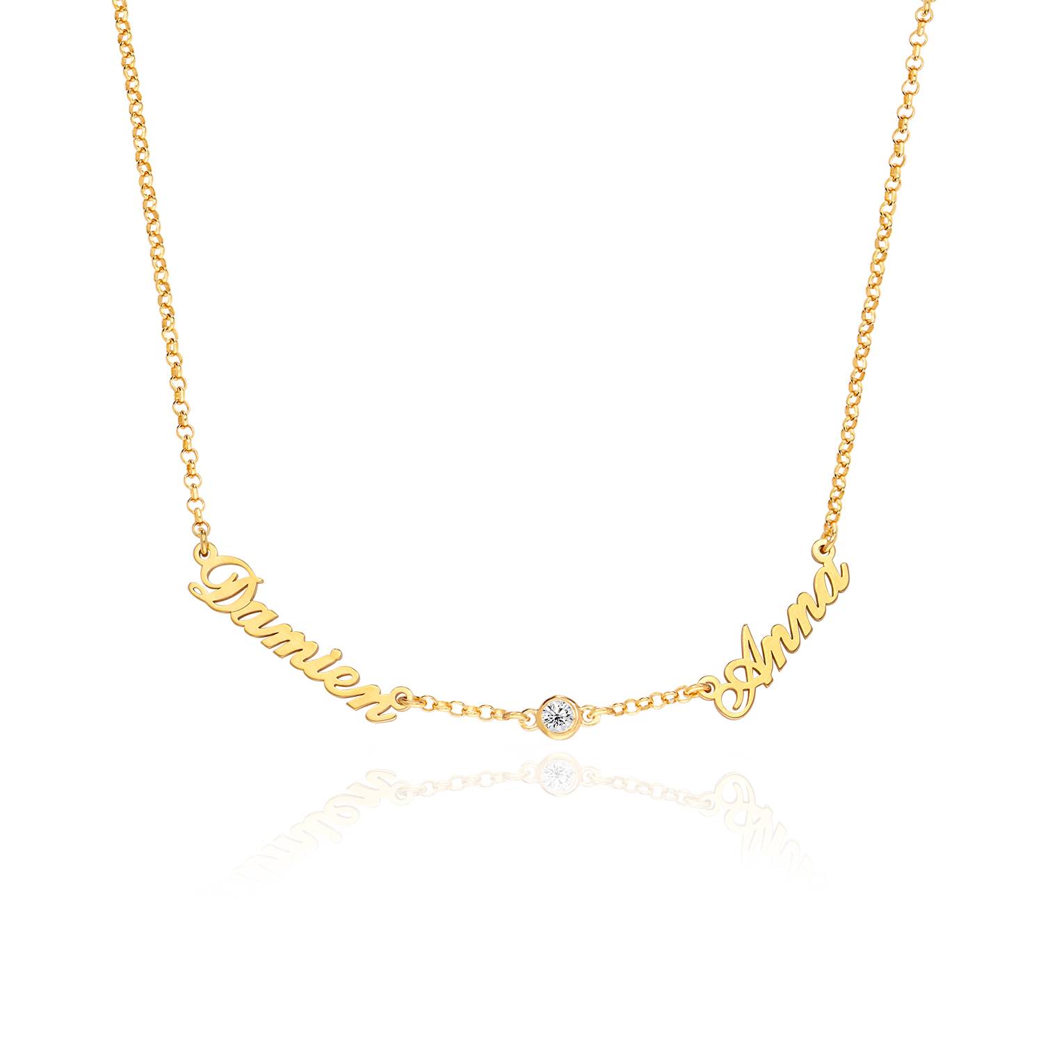 Heritage Multiple Name Necklace with 0.10ct Diamonds in 18ct Gold Vermeil-2 product photo