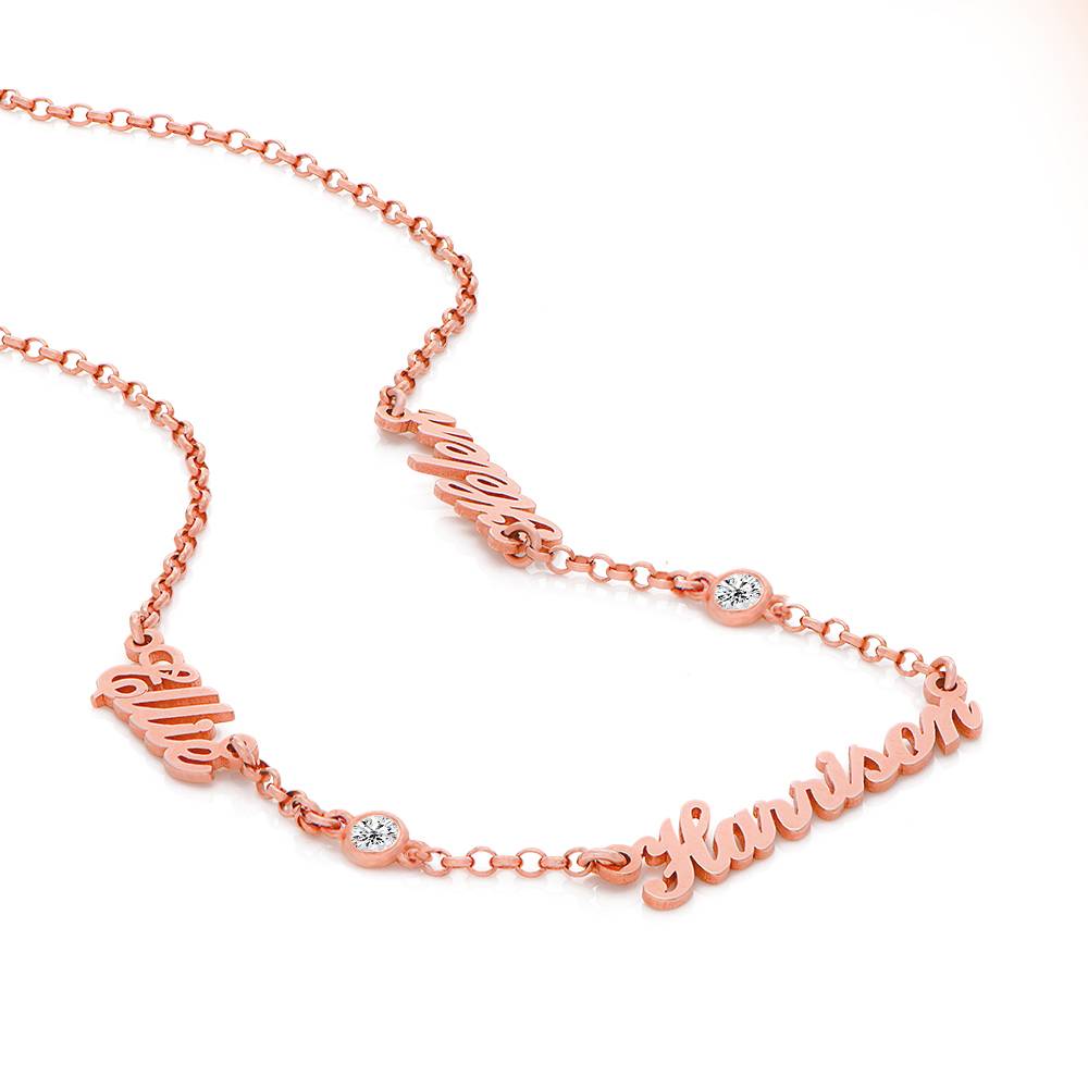 Heritage 0.10CT Diamond Multiple Name Necklace in 18K Rose Gold Plating-2 Heritage 0.10CT Diamond Multiple Name Necklace in 18K Rose Gold Plating-2 product photo