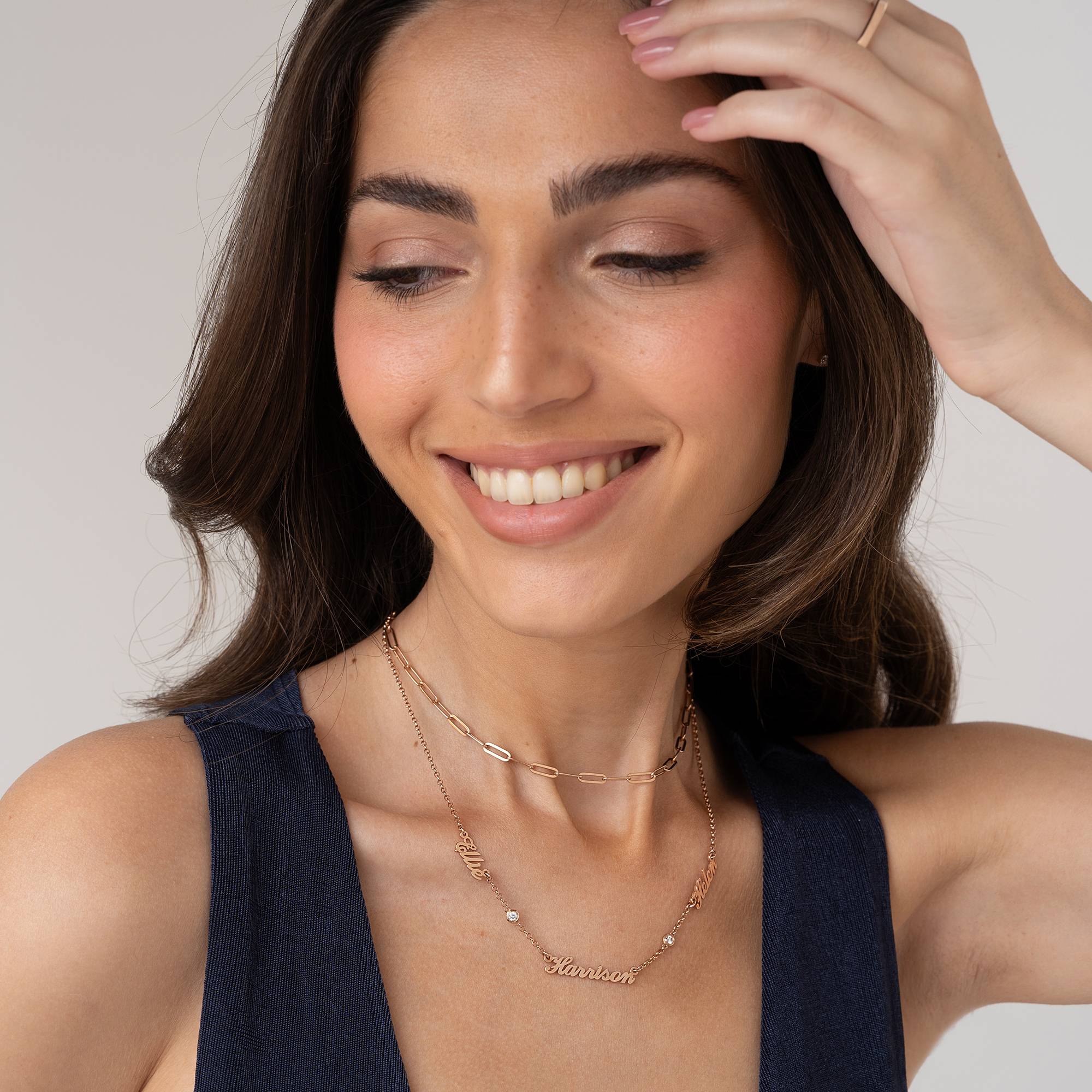 Heritage 0.10CT Diamond Multiple Name Necklace in 18K Rose Gold Plating-1 Heritage 0.10CT Diamond Multiple Name Necklace in 18K Rose Gold Plating-1 product photo