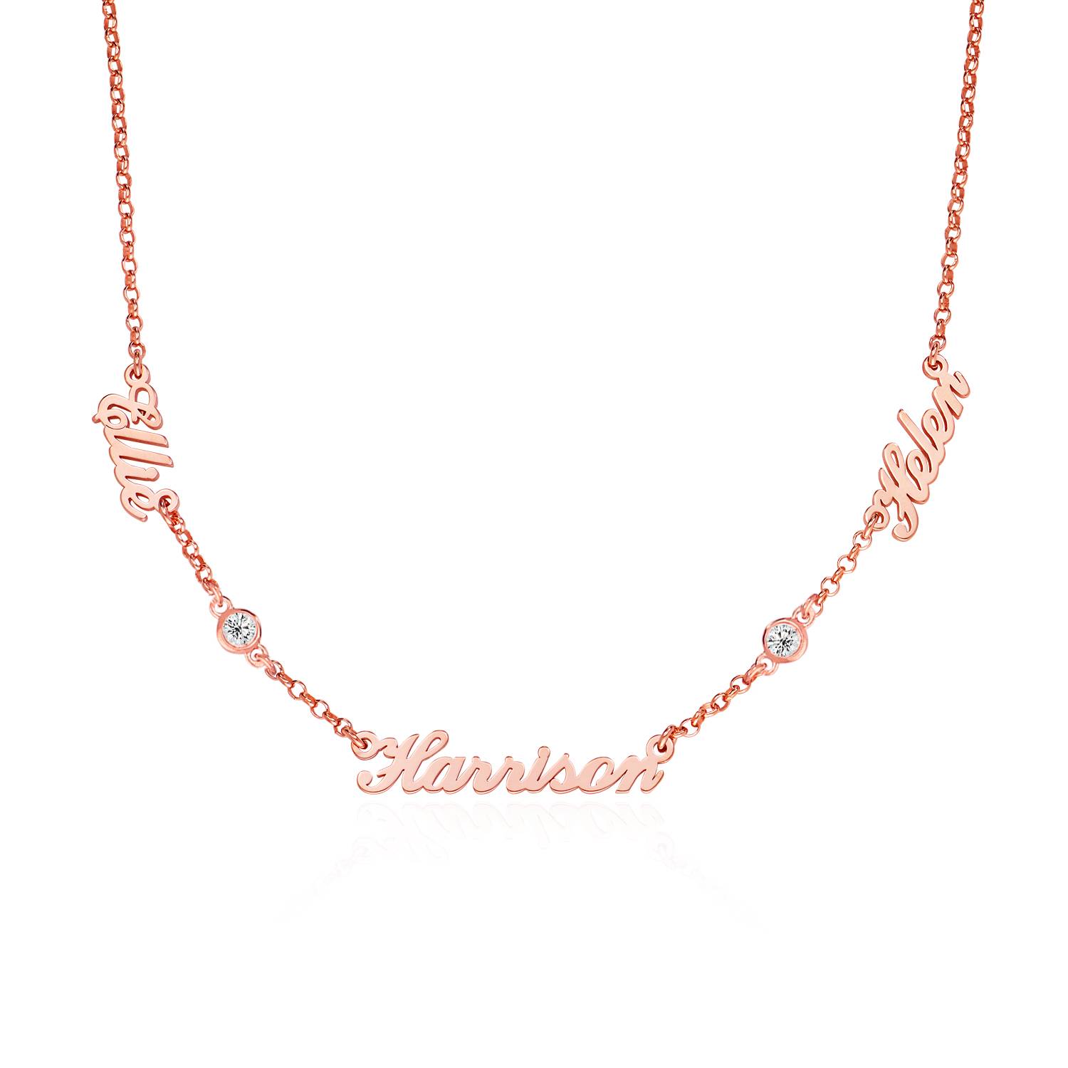 Heritage 0.10CT Diamond Multiple Name Necklace in 18K Rose Gold Plating-4 Heritage 0.10CT Diamond Multiple Name Necklace in 18K Rose Gold Plating-4 product photo