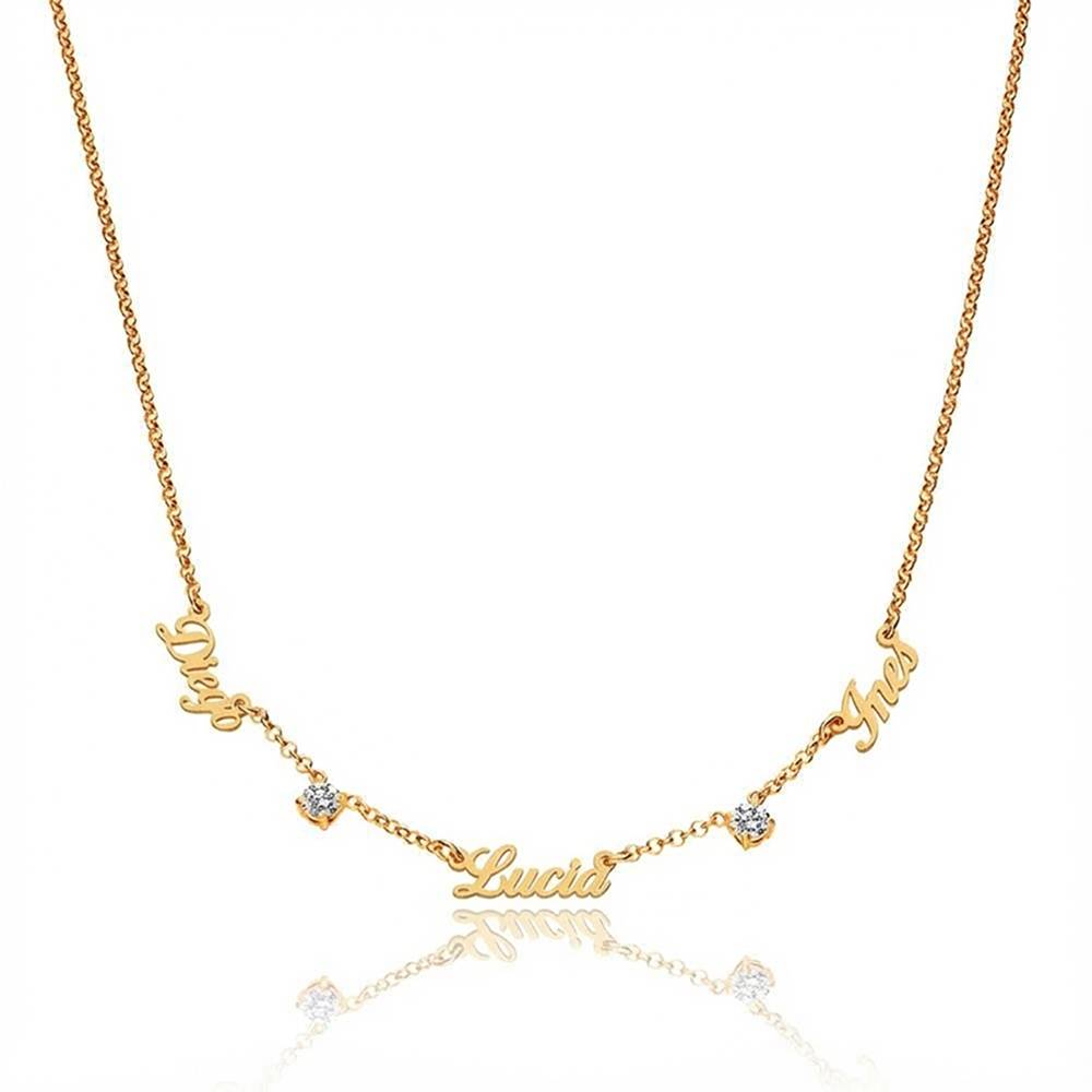 Heritage Multiple Name Necklace with 0.30ct Diamonds in Gold Vermeil-1 product photo