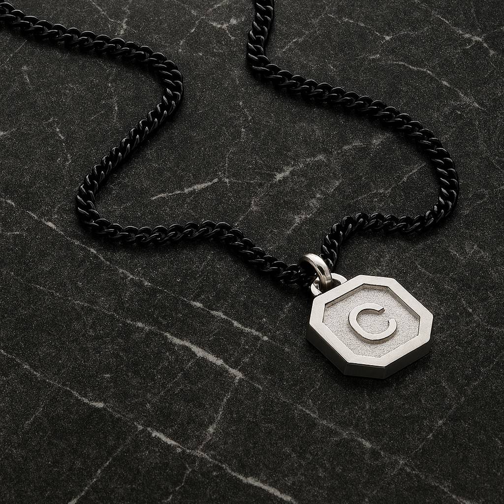Heritage Initial Necklace for Men in Sterling Silver-5 product photo