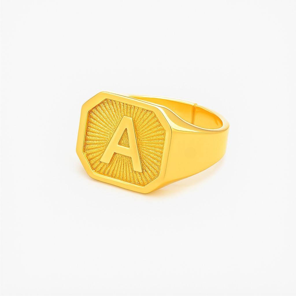 Heritage Initial Ring for Men in Gold Vermeil-3 product photo