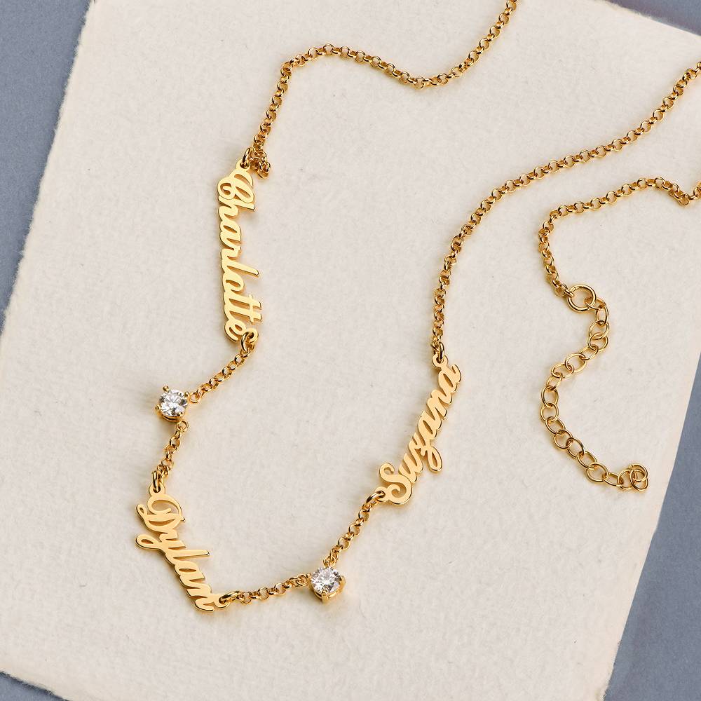 Heritage Multiple Name Necklace with 0.30CT Diamonds in Gold Plating-4 product photo