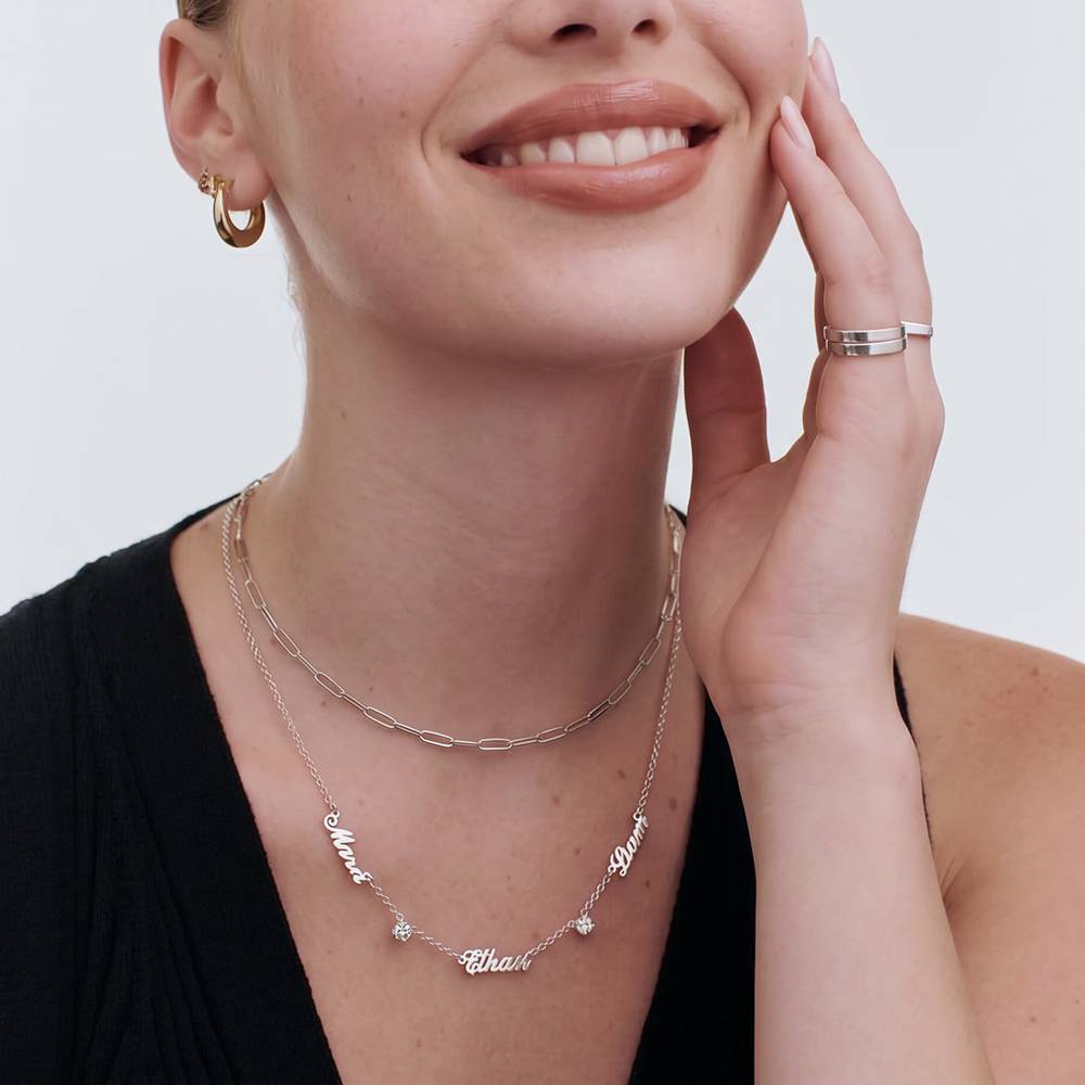 Heritage Multiple Name Necklace with 0.30CT Diamonds in Silver-5 product photo