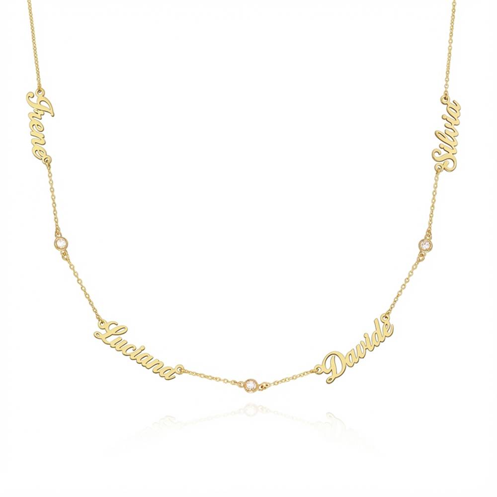 Heritage Multiple Name Necklace with Diamonds in 10ct Solid Yellow Gold-2 product photo