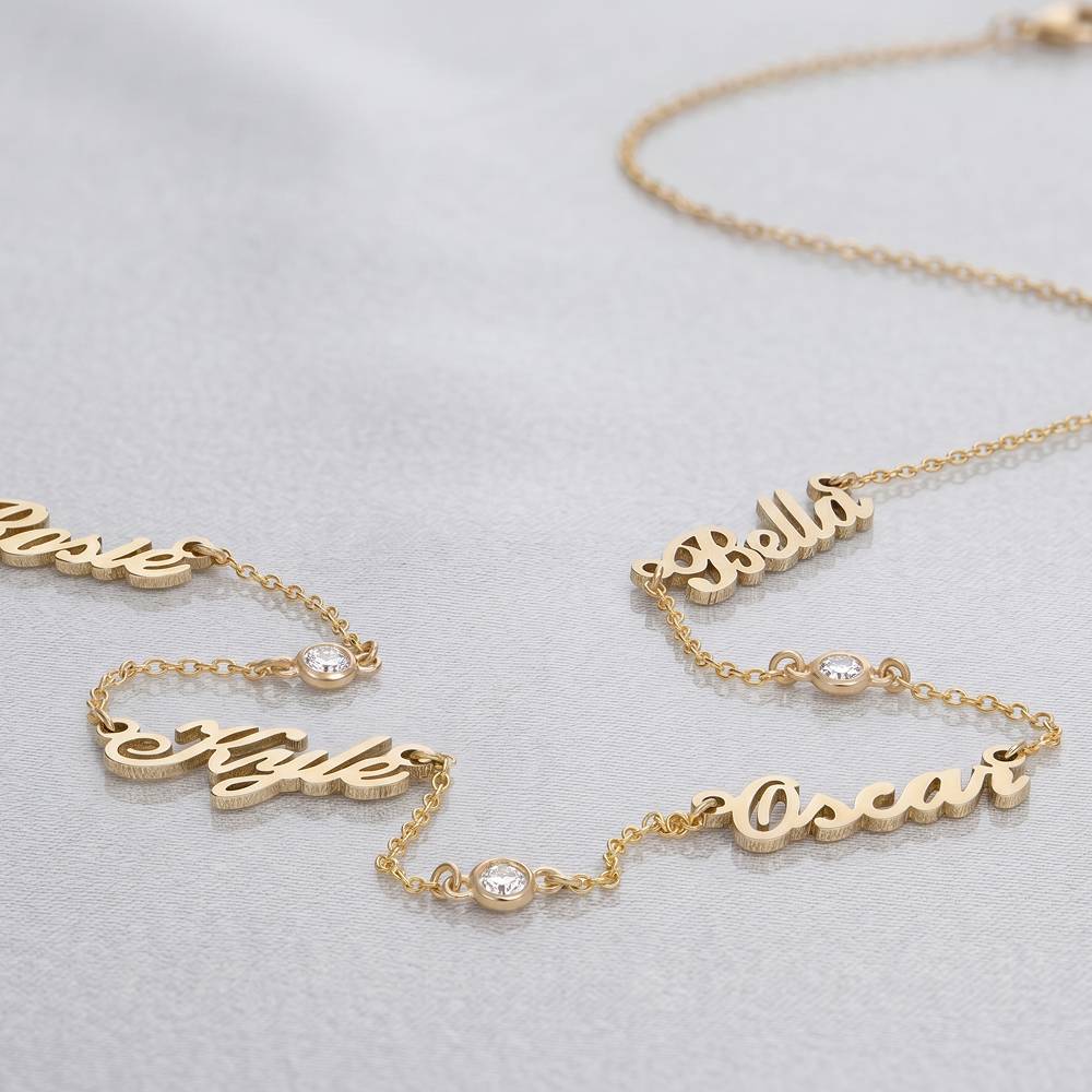 Heritage Multiple Name Necklace with Diamonds in 10ct Solid Yellow Gold-5 product photo