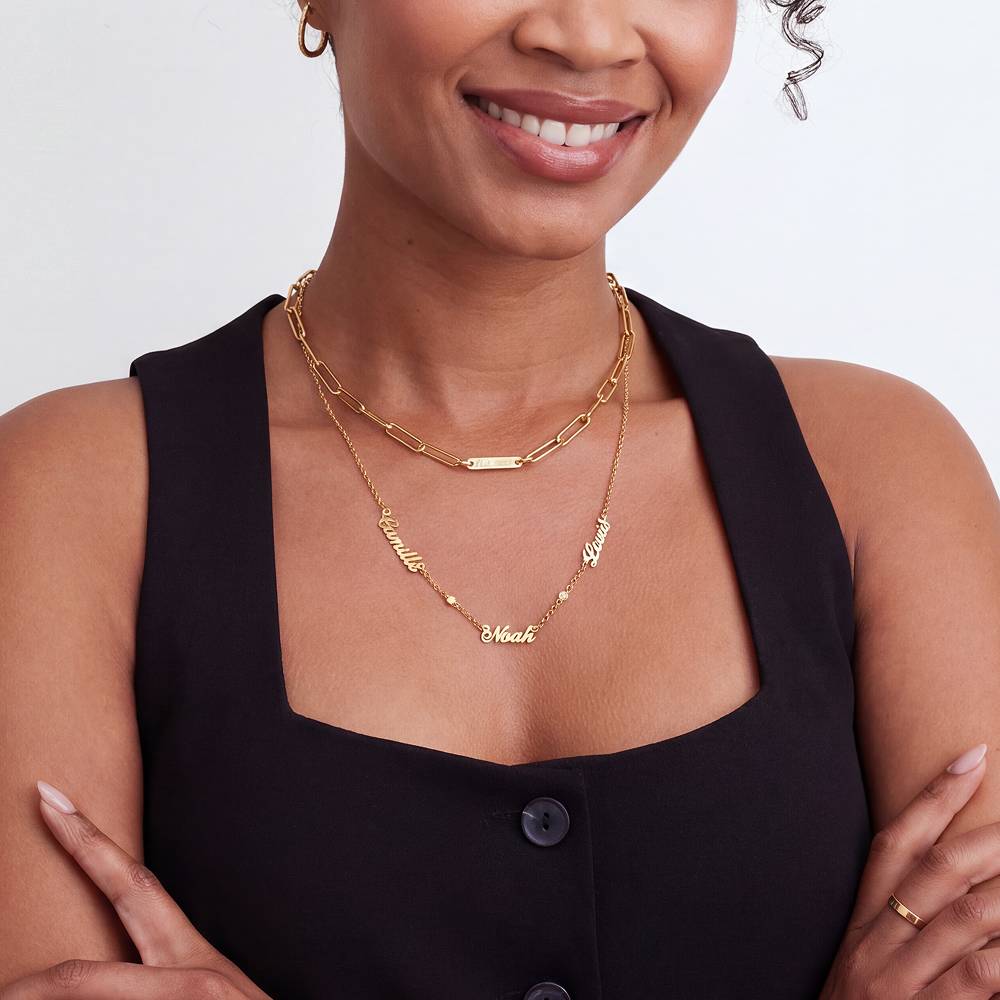 Heritage Multiple Name Necklace with Diamonds in 10ct Solid Yellow Gold-3 product photo