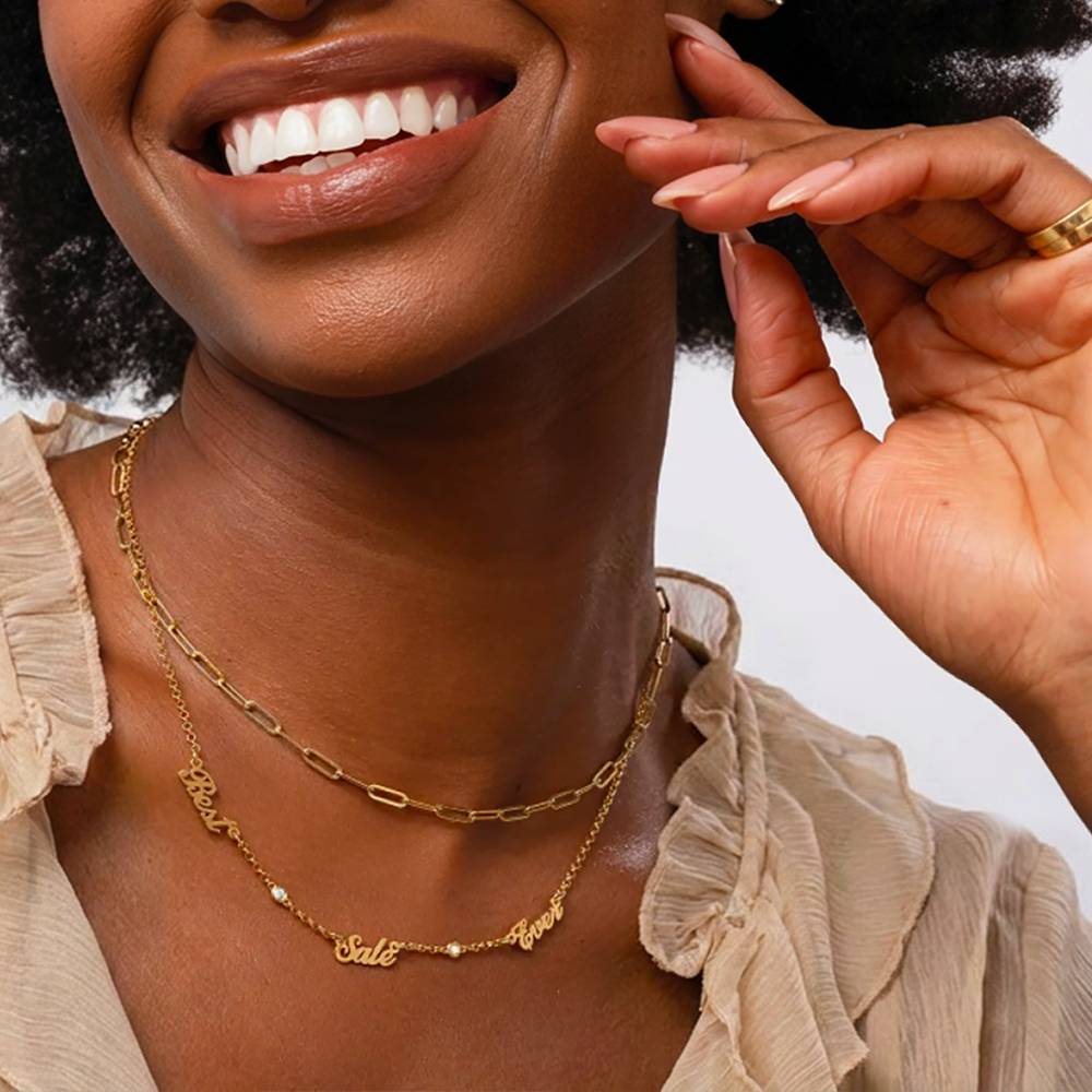Heritage Multiple Name Necklace with Diamonds in Gold Plating-8 Heritage Multiple Name Necklace with Diamonds in Gold Plating-8 product photo