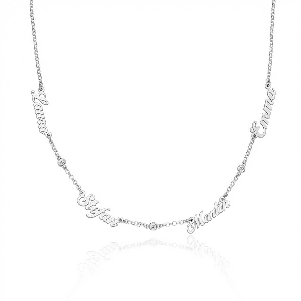 Heritage Multiple Name Necklace with Diamonds in Silver-1 product photo