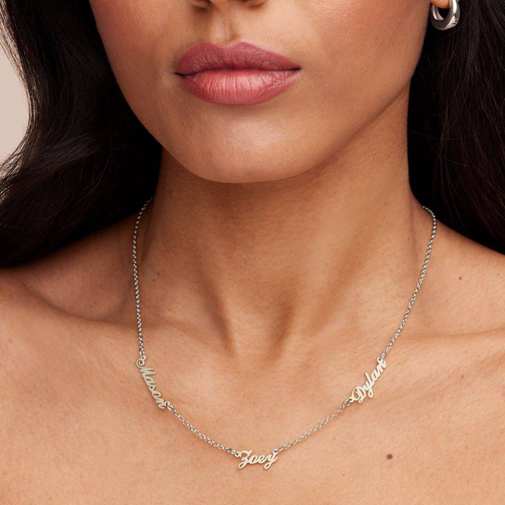 Heritage Multiple Name Necklace with Diamonds in Silver-3 product photo