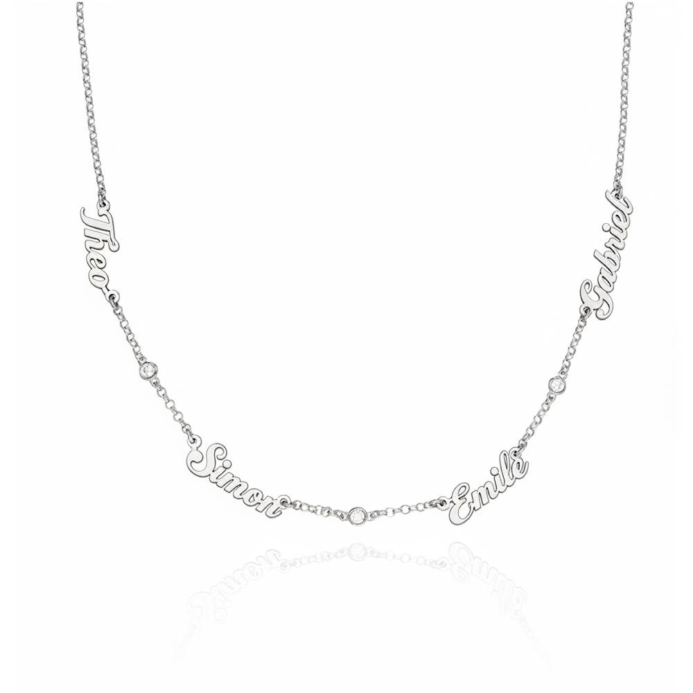 Heritage Multiple Name Necklace with Diamonds in Silver-2 product photo